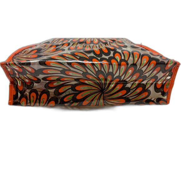 VTG 60s Plastic Reusable Beach Shopping Tote Bag Clear Flower Graphic - Picture 3 of 9